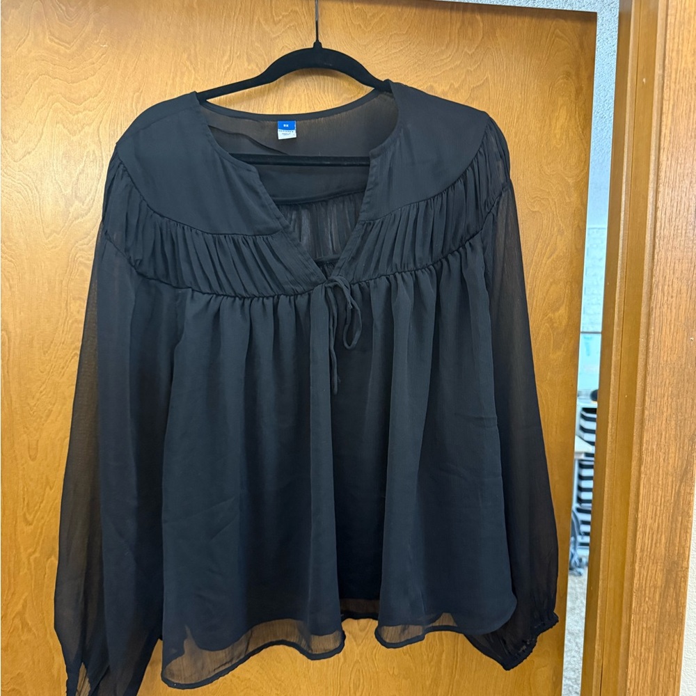 Old Navy Black Sheer Blouse
